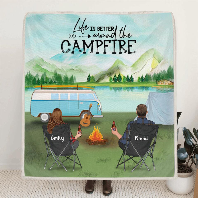 Personalized Camping Quilt/Fleece Blanket - Gift For Family, Camping Lovers - Camping Partners For Life