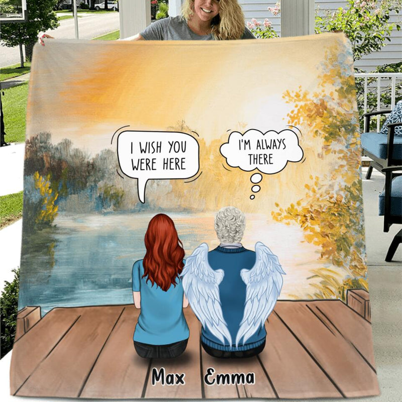 Personalized Memorial Quilt/Fleece Throw  Blanket/Pillow Cover - Gift Idea For Father's Day - Dad, I Miss You More Than Anything