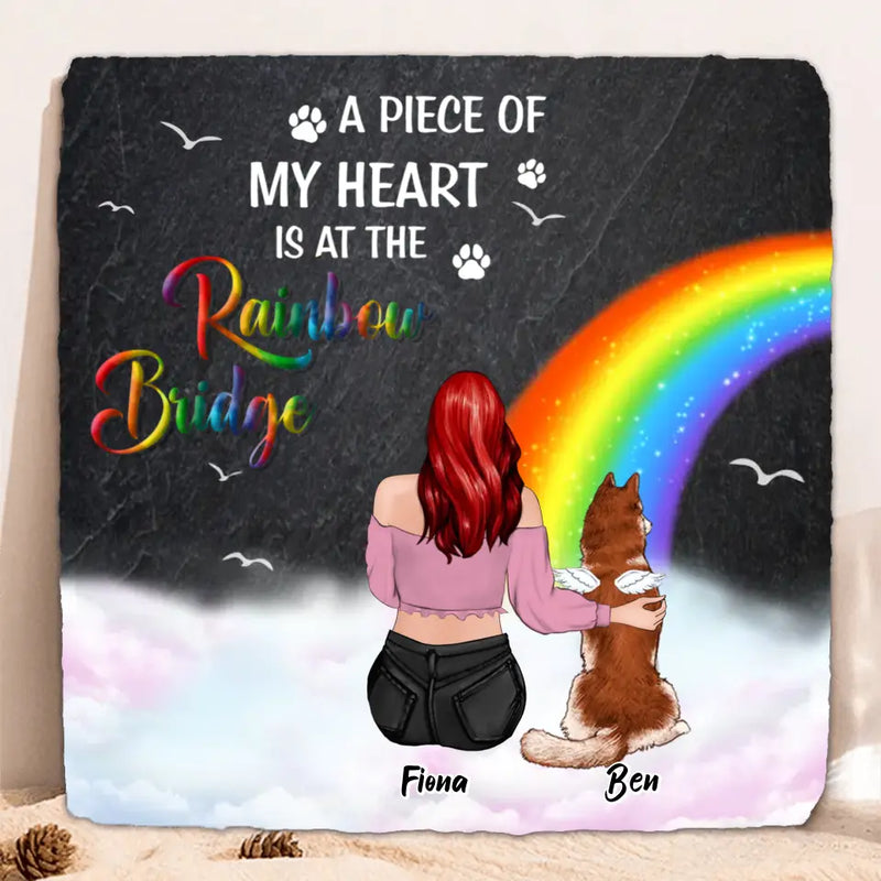 Personalized Memorial Lithograph - Memorial Gift Idea for Dog/Cat Owners/Mother's Day - A Piece Of My Heart Is At The Rainbow Bridge