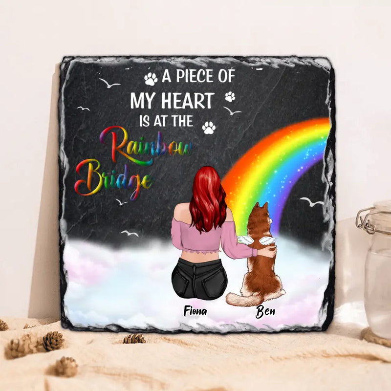Personalized Memorial Lithograph - Memorial Gift Idea for Dog/Cat Owners/Mother's Day - A Piece Of My Heart Is At The Rainbow Bridge