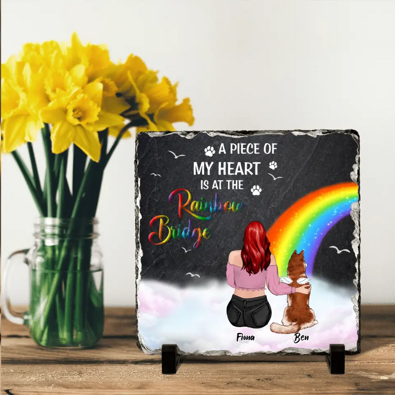 Personalized Memorial Lithograph - Memorial Gift Idea for Dog/Cat Owners/Mother's Day - A Piece Of My Heart Is At The Rainbow Bridge