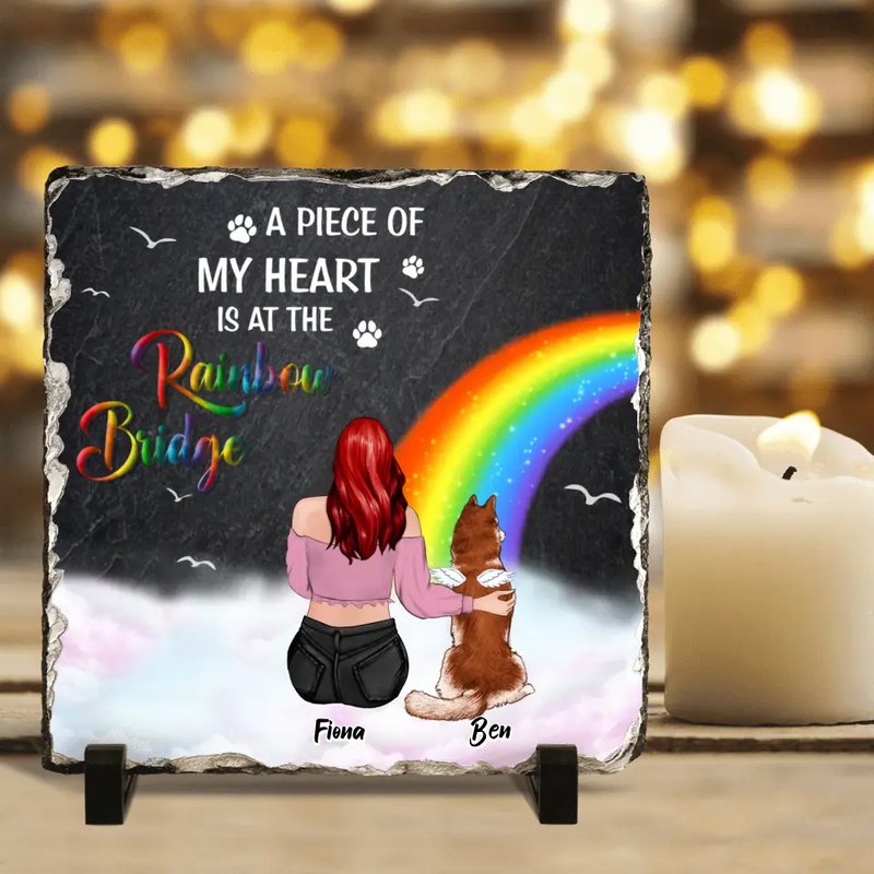 Personalized Memorial Lithograph - Memorial Gift Idea for Dog/Cat Owners/Mother's Day - A Piece Of My Heart Is At The Rainbow Bridge