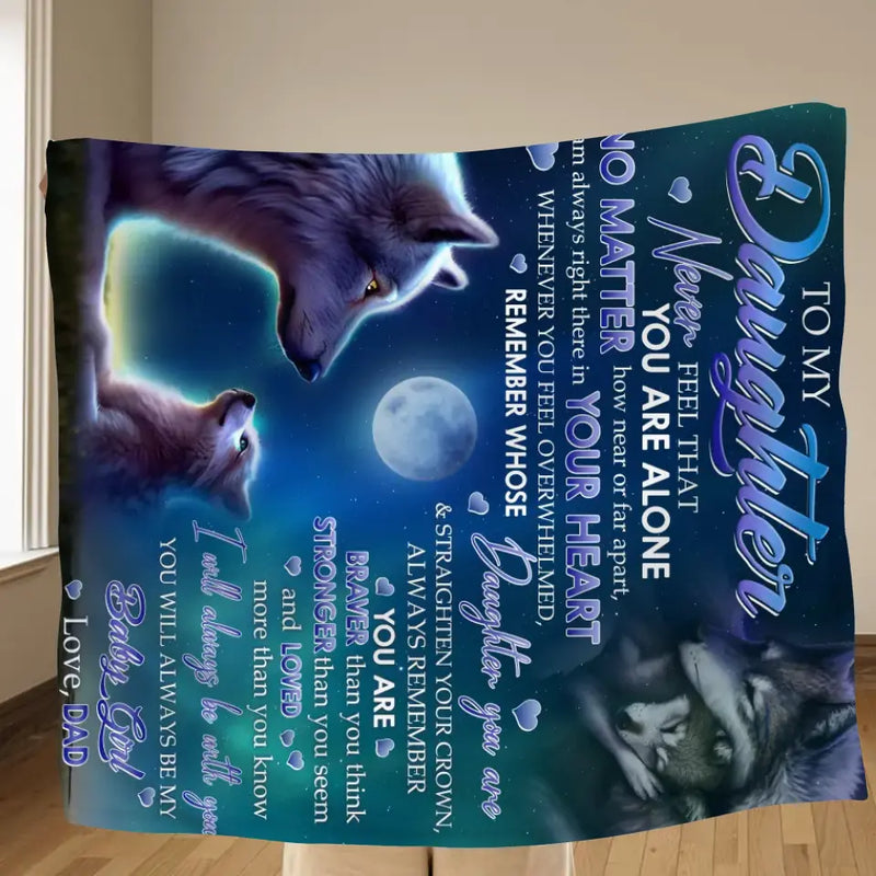 Personalized To My Daughter/Son Wolf Art Quilt/Fleece Throw Blanket - Gift Idea From Dad/Mom - I Will Always Be With You