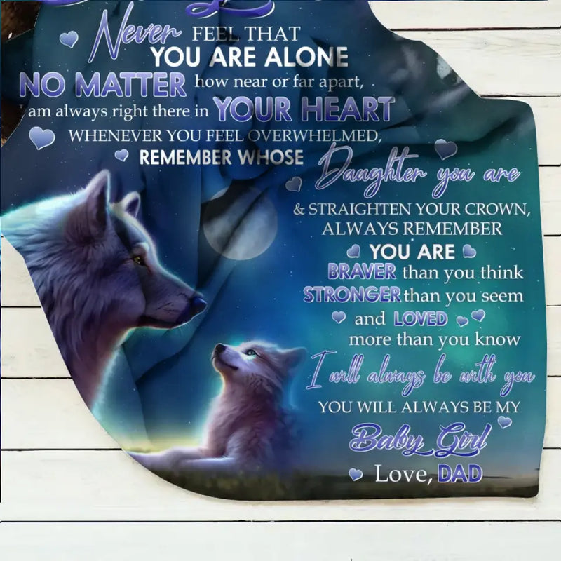 Personalized To My Daughter/Son Wolf Art Quilt/Fleece Throw Blanket - Gift Idea From Dad/Mom - I Will Always Be With You