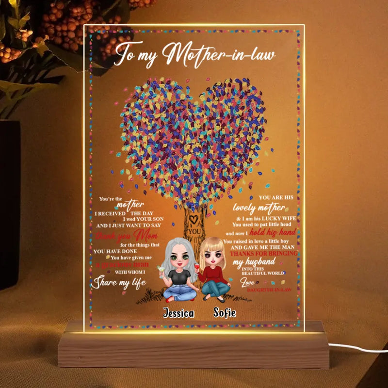Personalized Mom Acrylic Night Light - Gift Idea For Mother's Day/Mother-In-Law - You're The Mother I Received The Day I Wed Your Son