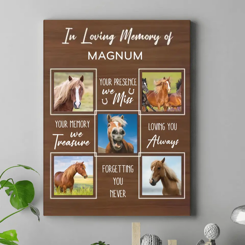 Personalized Memorial Canvas - Upload Horse Photo - Memorial Gift Idea - They Live In Our Hearts