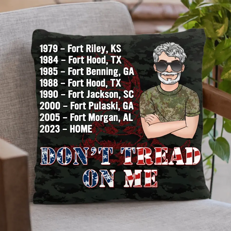 Personalized Veteran Pillow Cover - Gift Idea For Veteran/Father's Day - Don't Tread On Me