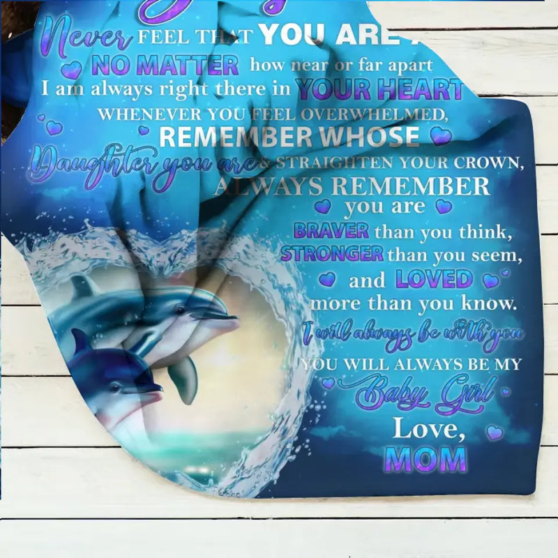 Personalized Daughter Fleece Throw Blanket/Quilt - Gift Idea for Daughter from Mom - To My Daughter Never Feel That You Are Alone