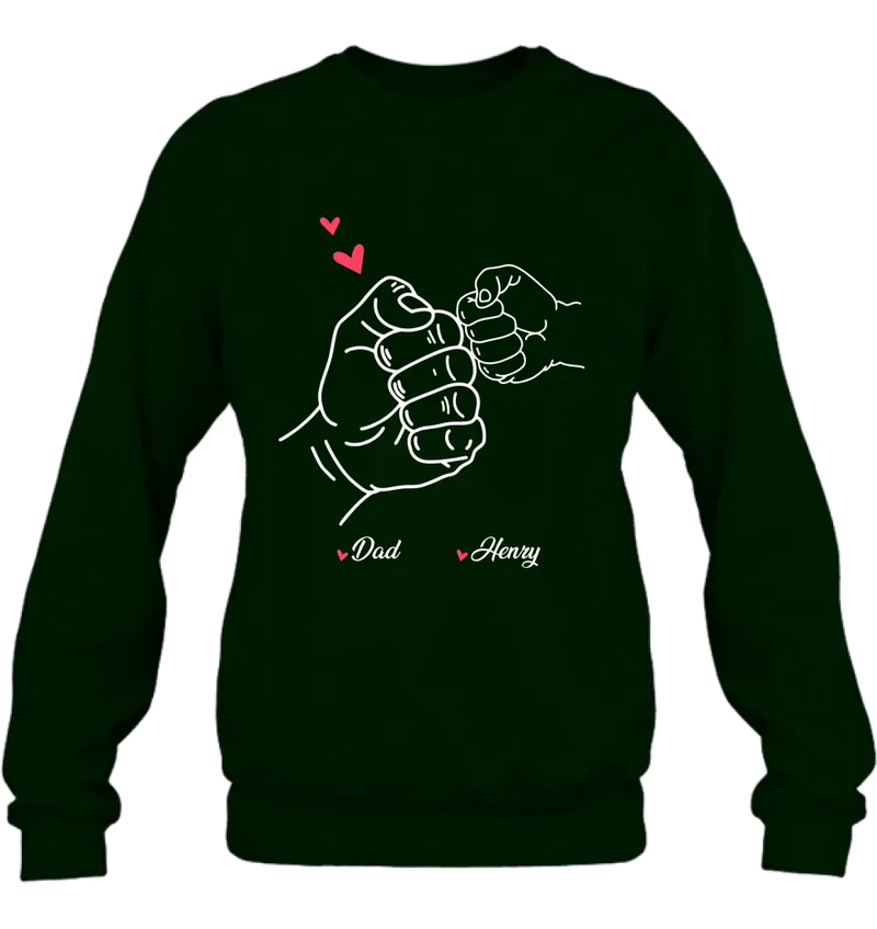 Personalized Papa & Kids Fist Bump Shirt/Hoodie - Father's Day Gift Idea For Father From Kid - Custom Up to 7 Kids' Name