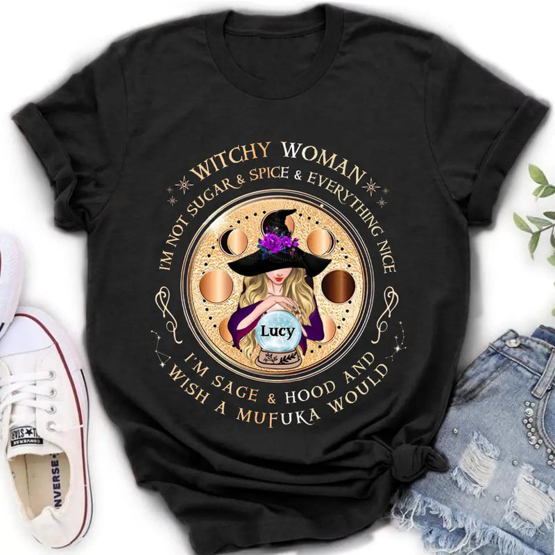 Personalized Witchy Woman Shirt/Hoodie - Gift Idea For Witch/Friends/Birthday/Halloween Day - I'm Not Sugar & Spice & Everything Nice