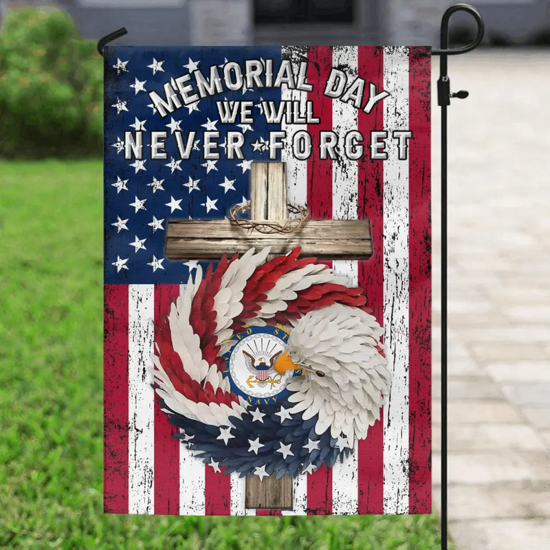Personalized Memorial Day Flag Sign - Memorial Gift/Independence Day Gift Idea - We Will Never Forget