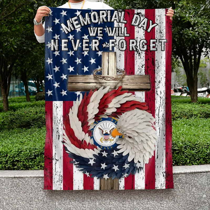 Personalized Memorial Day Flag Sign - Memorial Gift/Independence Day Gift Idea - We Will Never Forget