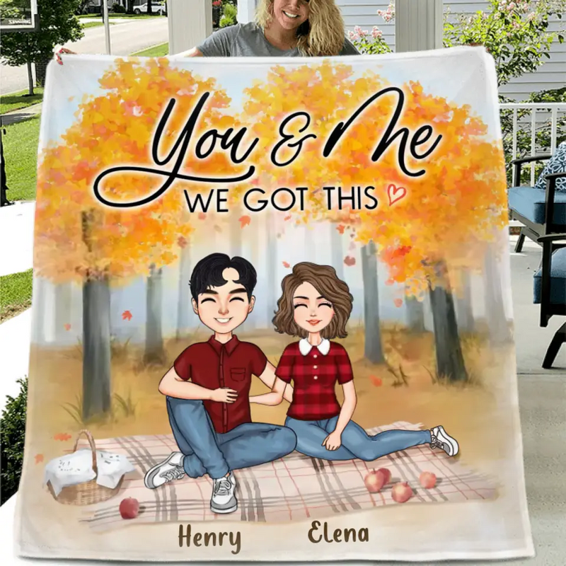 Personalized Couple Fleece Throw Blanket/Quilt - Anniversary Gift Idea For Couple/ Mother's Day/ Father's Day - You & Me We Got This