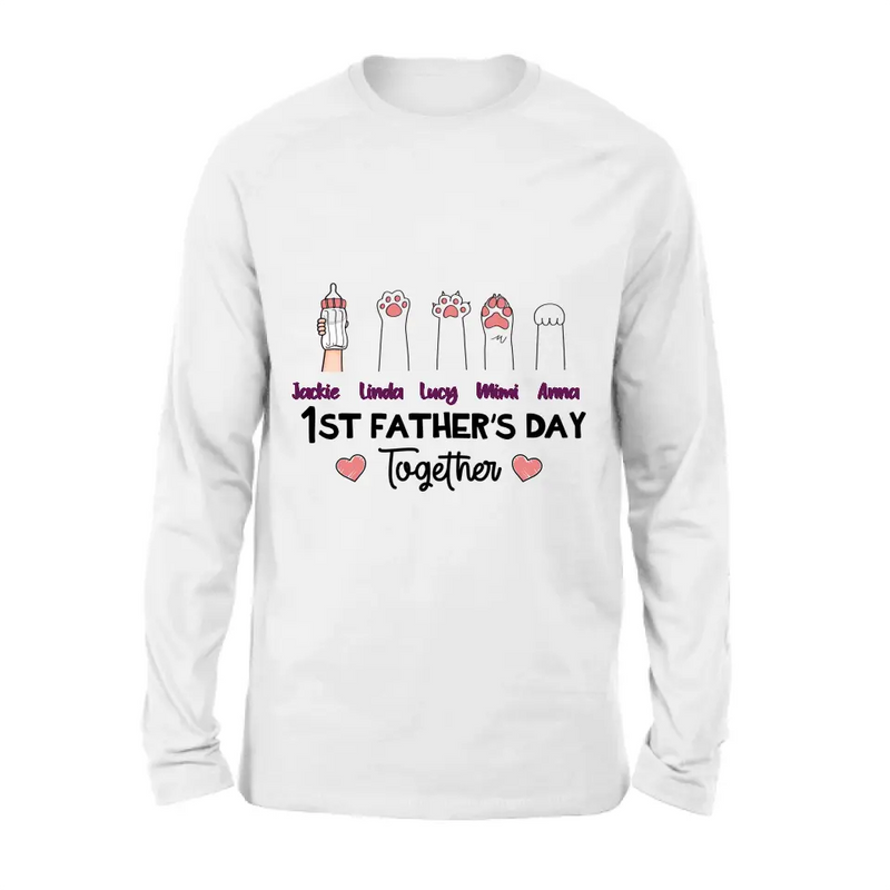 Personalized First Father's Day Shirt/Hoodie/Long sleeve/Sweatshirt - Gift Idea For Father's Day - Up to 5 Hands - 1st Father's Day Together