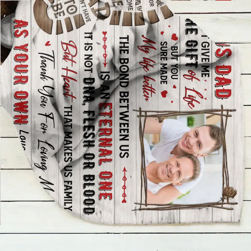 Personalized Bonus Dad Fleece Throw Blanket/Quilt - Upload Photo - Father's Day Gift Idea for Bonus Dad/Step Dad - To My Bonus Dad