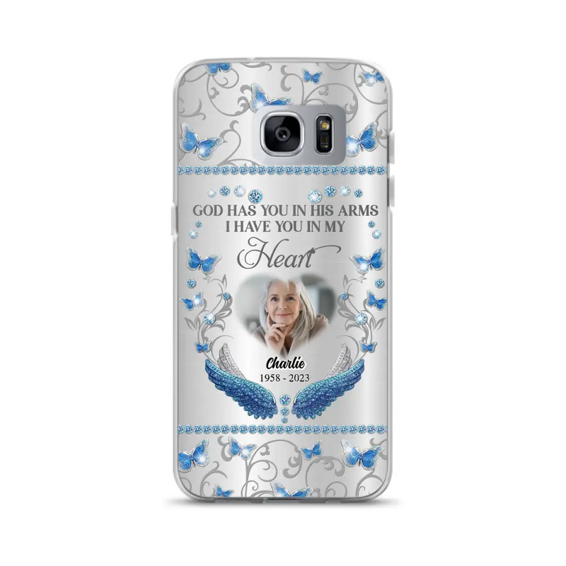 Personalized Memorial Photo Phone Case - Memorial Gift Idea for Mother's Day/Father's Day - God Has You In His Arms I Have You In My Heart - Cases For iPhone/Samsung