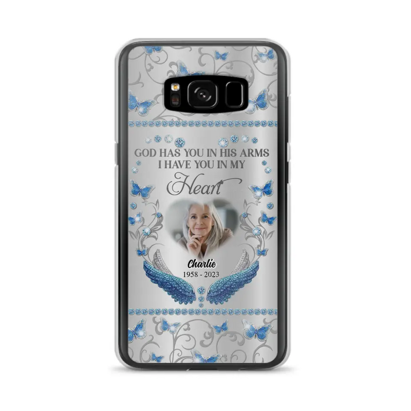 Personalized Memorial Photo Phone Case - Memorial Gift Idea for Mother's Day/Father's Day - God Has You In His Arms I Have You In My Heart - Cases For iPhone/Samsung