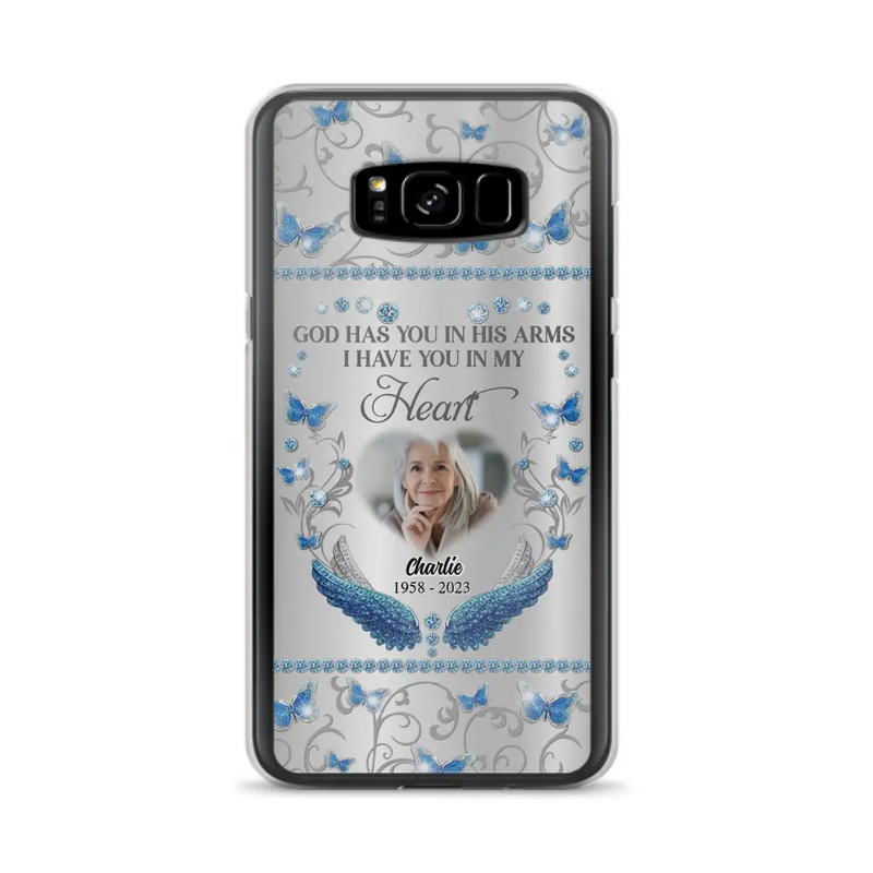 Personalized Memorial Photo Phone Case - Memorial Gift Idea for Mother's Day/Father's Day - God Has You In His Arms I Have You In My Heart - Cases For iPhone/Samsung