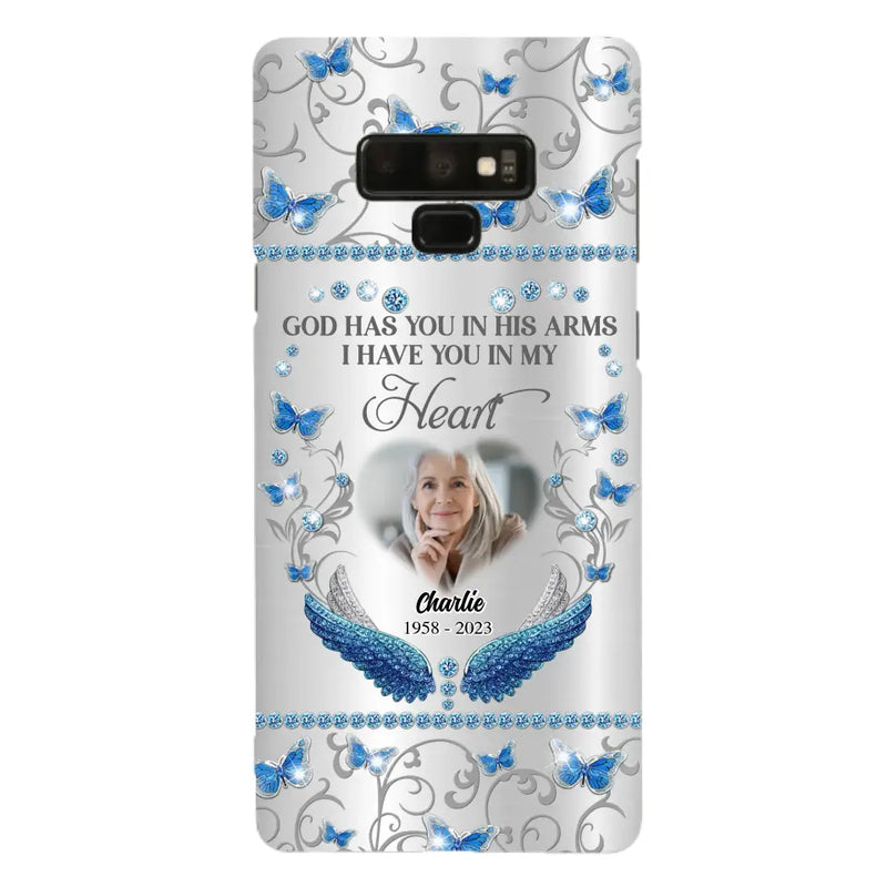 Personalized Memorial Photo Phone Case - Memorial Gift Idea for Mother's Day/Father's Day - God Has You In His Arms I Have You In My Heart - Cases For iPhone/Samsung