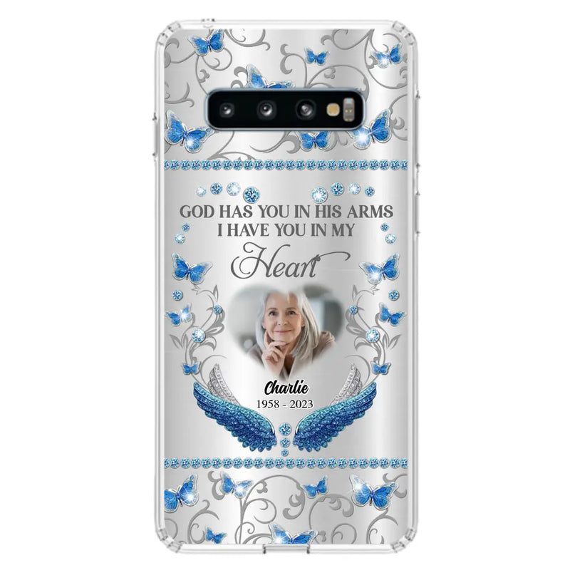 Personalized Memorial Photo Phone Case - Memorial Gift Idea for Mother's Day/Father's Day - God Has You In His Arms I Have You In My Heart - Cases For iPhone/Samsung