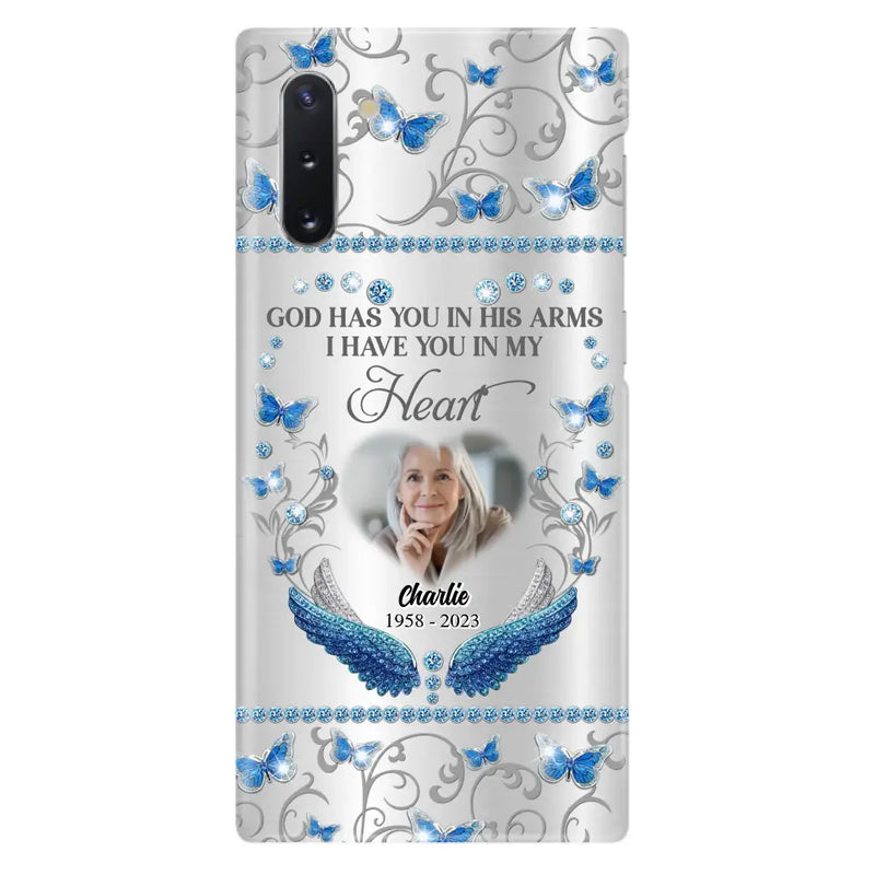 Personalized Memorial Photo Phone Case - Memorial Gift Idea for Mother's Day/Father's Day - God Has You In His Arms I Have You In My Heart - Cases For iPhone/Samsung
