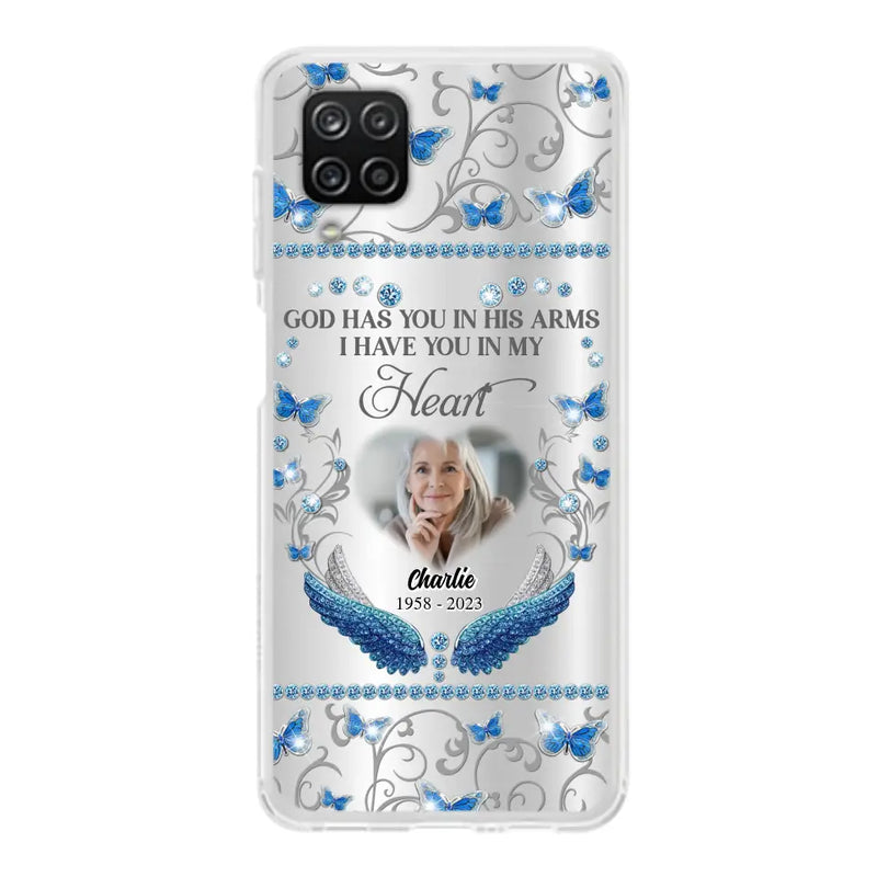 Personalized Memorial Photo Phone Case - Memorial Gift Idea for Mother's Day/Father's Day - God Has You In His Arms I Have You In My Heart - Cases For iPhone/Samsung