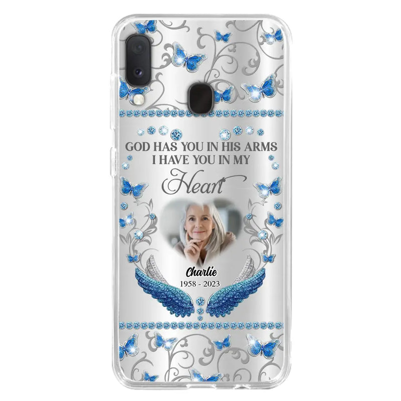 Personalized Memorial Photo Phone Case - Memorial Gift Idea for Mother's Day/Father's Day - God Has You In His Arms I Have You In My Heart - Cases For iPhone/Samsung