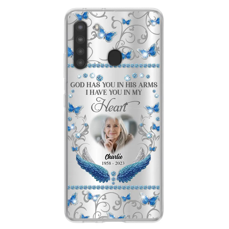 Personalized Memorial Photo Phone Case - Memorial Gift Idea for Mother's Day/Father's Day - God Has You In His Arms I Have You In My Heart - Cases For iPhone/Samsung