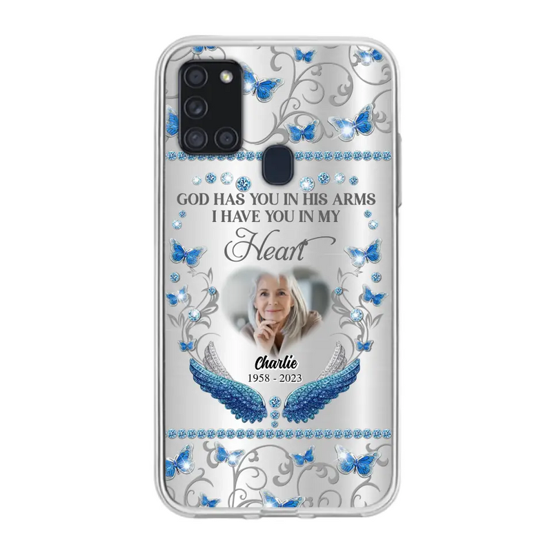 Personalized Memorial Photo Phone Case - Memorial Gift Idea for Mother's Day/Father's Day - God Has You In His Arms I Have You In My Heart - Cases For iPhone/Samsung