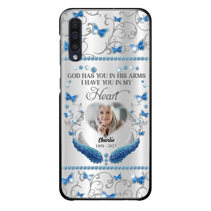 Personalized Memorial Photo Phone Case - Memorial Gift Idea for Mother's Day/Father's Day - God Has You In His Arms I Have You In My Heart - Cases For iPhone/Samsung