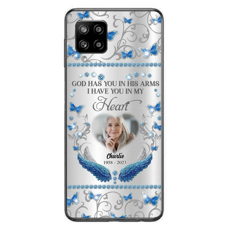 Personalized Memorial Photo Phone Case - Memorial Gift Idea for Mother's Day/Father's Day - God Has You In His Arms I Have You In My Heart - Cases For iPhone/Samsung