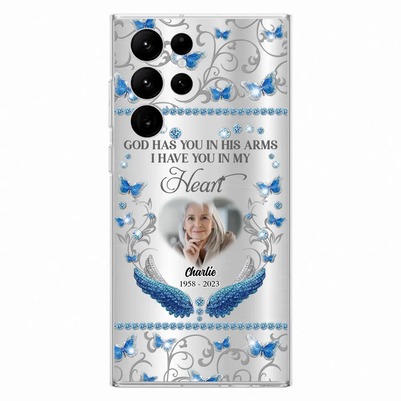 Personalized Memorial Photo Phone Case - Memorial Gift Idea for Mother's Day/Father's Day - God Has You In His Arms I Have You In My Heart - Cases For iPhone/Samsung