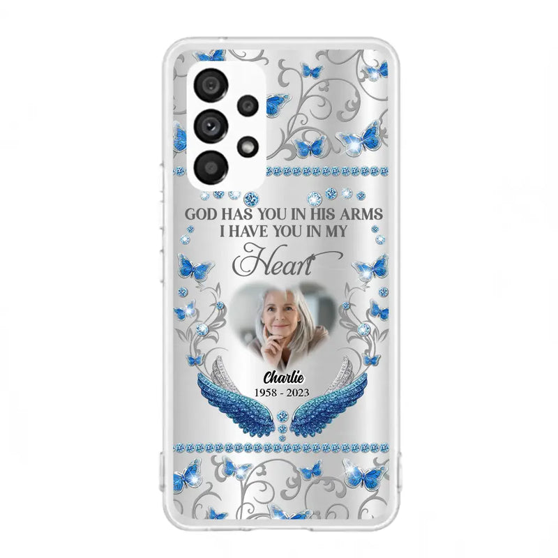 Personalized Memorial Photo Phone Case - Memorial Gift Idea for Mother's Day/Father's Day - God Has You In His Arms I Have You In My Heart - Cases For iPhone/Samsung
