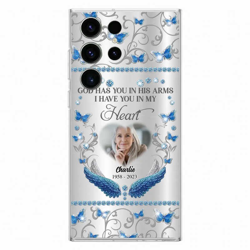 Personalized Memorial Photo Phone Case - Memorial Gift Idea for Mother's Day/Father's Day - God Has You In His Arms I Have You In My Heart - Cases For iPhone/Samsung