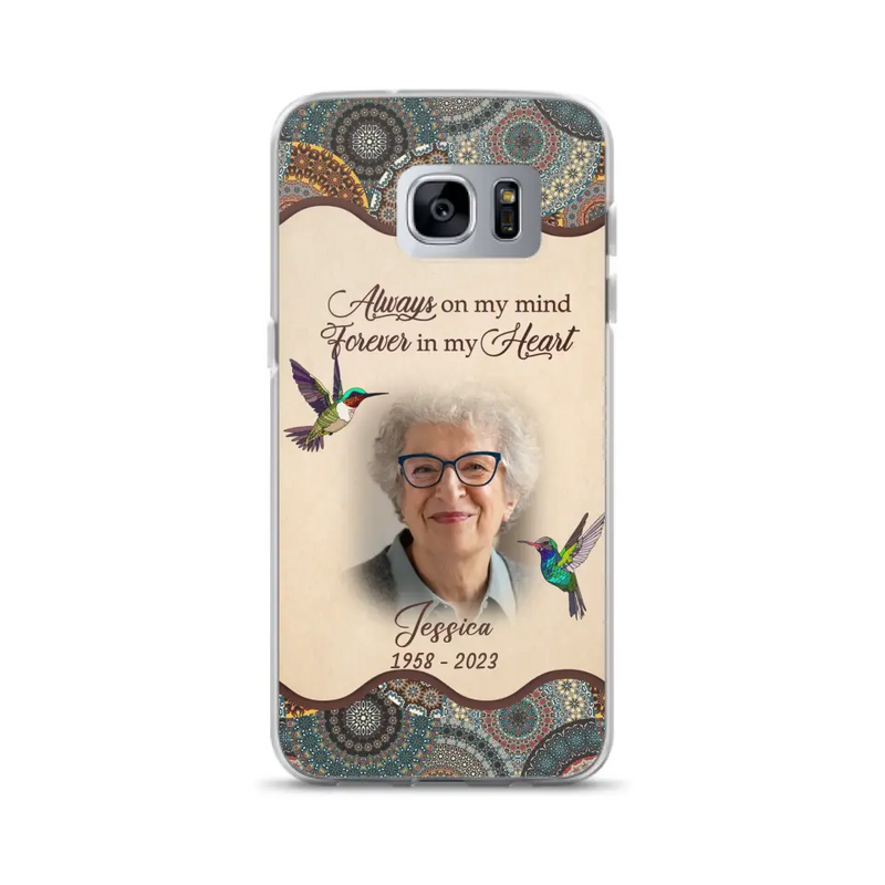 Personalized Memorial Photo Phone Case - Memorial Gift Idea For Mother's Day/Father's Day - Always On My Mind, Forever In My Heart - Case For iPhone/Samsung