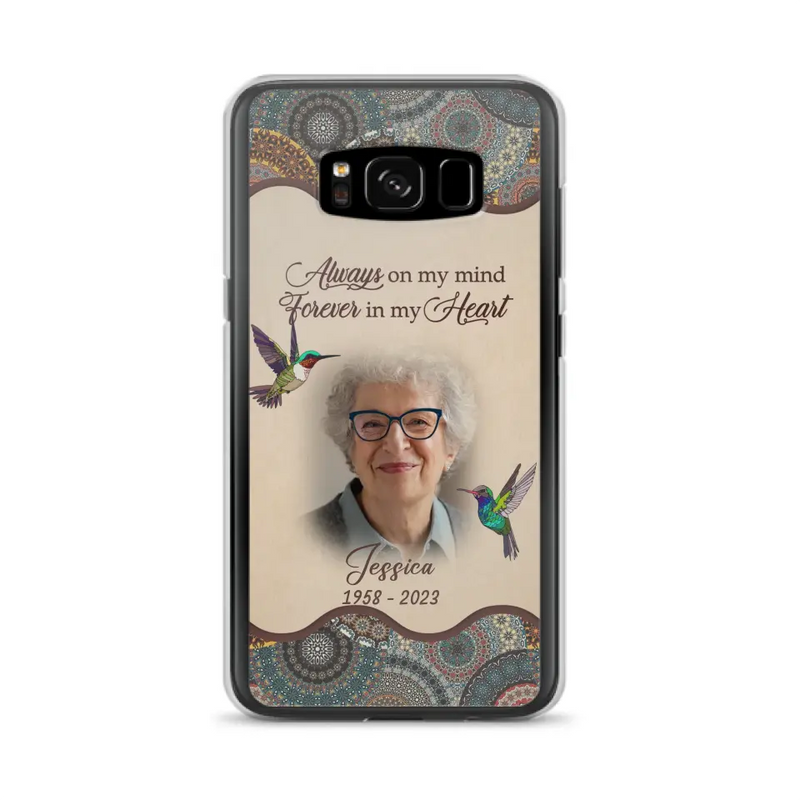Personalized Memorial Photo Phone Case - Memorial Gift Idea For Mother's Day/Father's Day - Always On My Mind, Forever In My Heart - Case For iPhone/Samsung