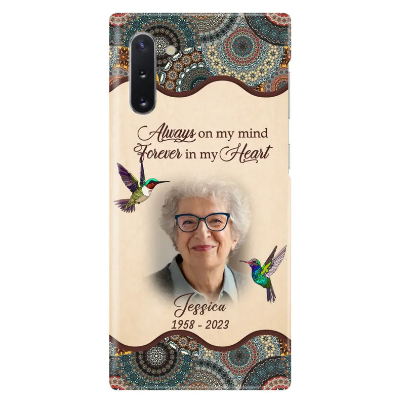 Personalized Memorial Photo Phone Case - Memorial Gift Idea For Mother's Day/Father's Day - Always On My Mind, Forever In My Heart - Case For iPhone/Samsung