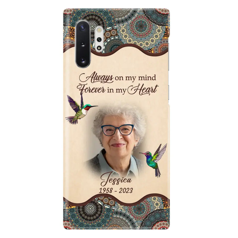 Personalized Memorial Photo Phone Case - Memorial Gift Idea For Mother's Day/Father's Day - Always On My Mind, Forever In My Heart - Case For iPhone/Samsung