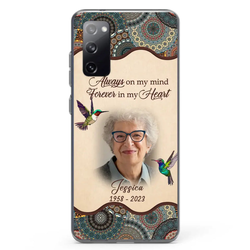 Personalized Memorial Photo Phone Case - Memorial Gift Idea For Mother's Day/Father's Day - Always On My Mind, Forever In My Heart - Case For iPhone/Samsung