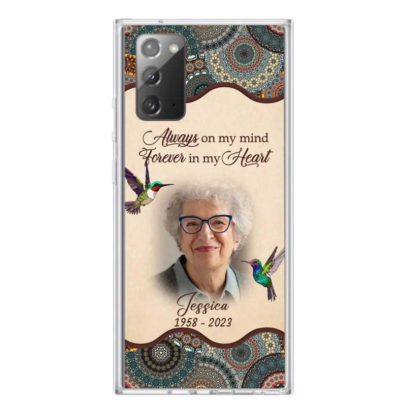 Personalized Memorial Photo Phone Case - Memorial Gift Idea For Mother's Day/Father's Day - Always On My Mind, Forever In My Heart - Case For iPhone/Samsung