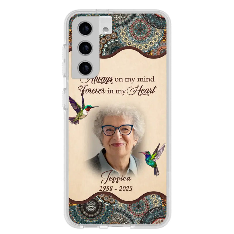 Personalized Memorial Photo Phone Case - Memorial Gift Idea For Mother's Day/Father's Day - Always On My Mind, Forever In My Heart - Case For iPhone/Samsung