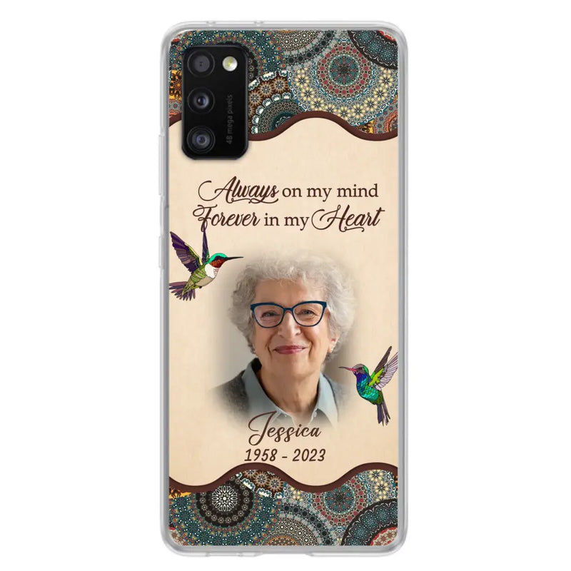 Personalized Memorial Photo Phone Case - Memorial Gift Idea For Mother's Day/Father's Day - Always On My Mind, Forever In My Heart - Case For iPhone/Samsung