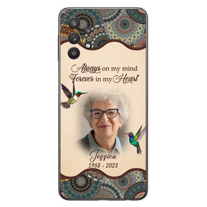 Personalized Memorial Photo Phone Case - Memorial Gift Idea For Mother's Day/Father's Day - Always On My Mind, Forever In My Heart - Case For iPhone/Samsung