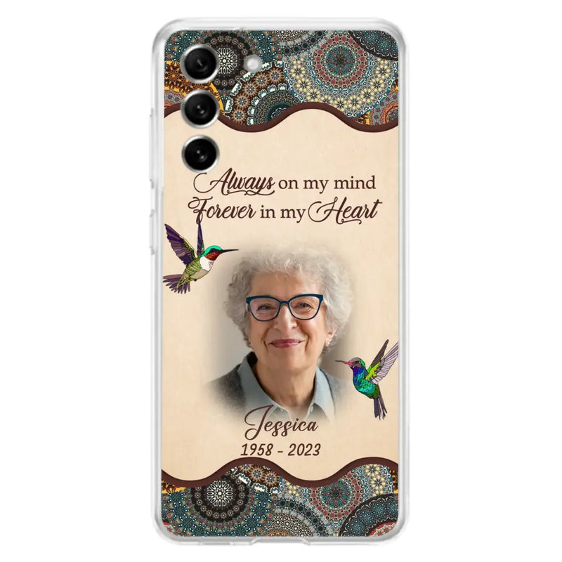 Personalized Memorial Photo Phone Case - Memorial Gift Idea For Mother's Day/Father's Day - Always On My Mind, Forever In My Heart - Case For iPhone/Samsung