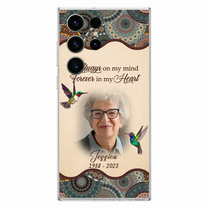 Personalized Memorial Photo Phone Case - Memorial Gift Idea For Mother's Day/Father's Day - Always On My Mind, Forever In My Heart - Case For iPhone/Samsung