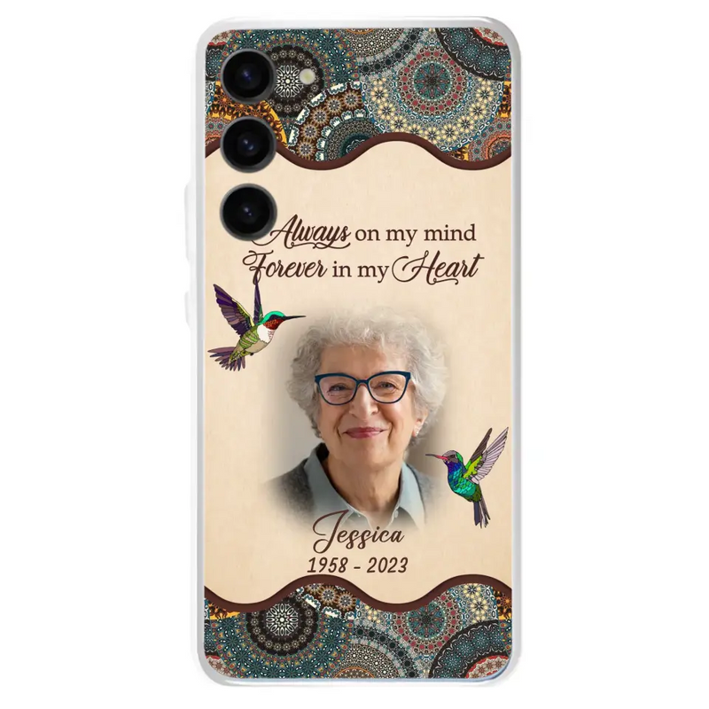 Personalized Memorial Photo Phone Case - Memorial Gift Idea For Mother's Day/Father's Day - Always On My Mind, Forever In My Heart - Case For iPhone/Samsung
