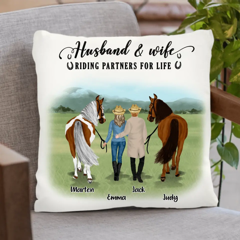 Personalized Horse Couple Quilt/Fleece Blanket/Pillow Cover - Best Gift For Couple, Lover - Husband And Wife Riding Partners For Life