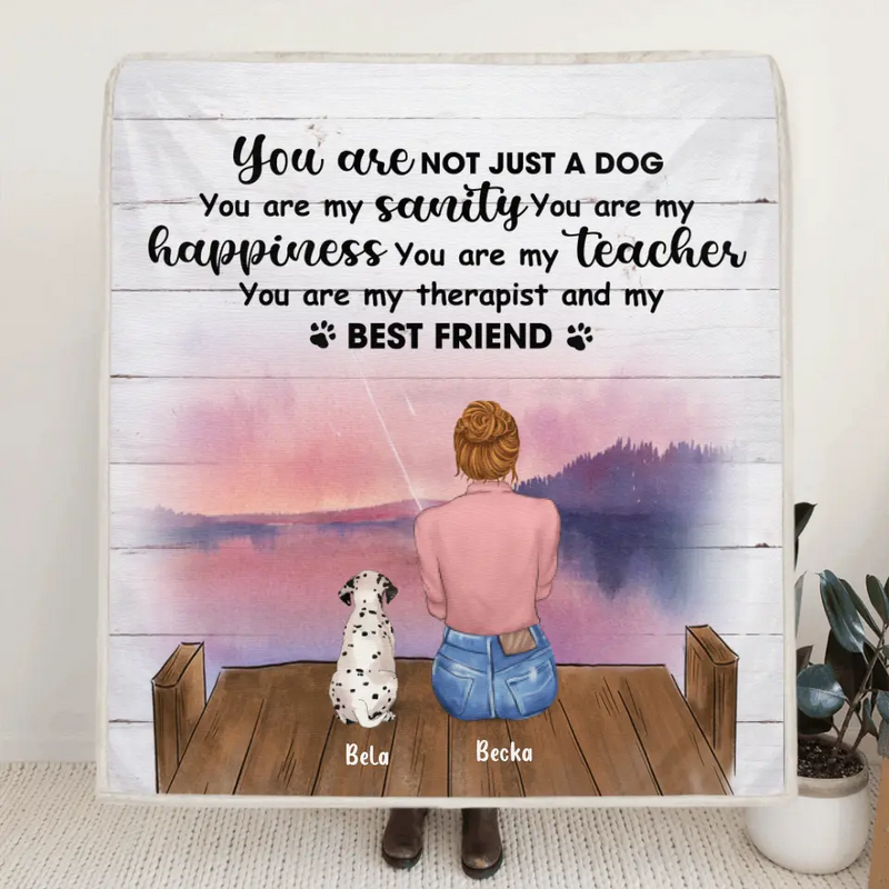 Personalized Dog Mom/Dog Dad Fleece Blanket - Mother's Day/Father's Day Gift - Mom/Dad With Up to 3 Pets - You are my therapist and my best friend