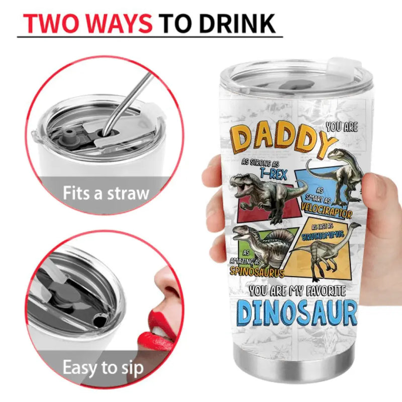 Personalized Daddysaurus Tumbler - Up to 5 Kids - Gift Idea For Father's Day - Like A Normal Dad But More Rawr-Some