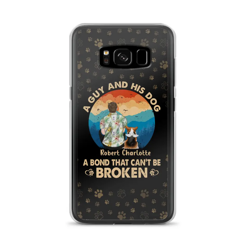 Personalized Dog Dad Phone Case - Father's Day Gift Idea for Dad/Dog Lovers - Up to 4 Dogs - A Guy And His Dog A Bond That Can't Be Broken - Cases For iPhone/Samsung